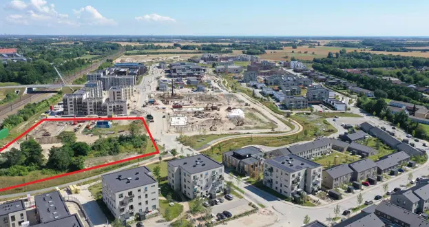 Dronefoto med markering af Home-Earth-område